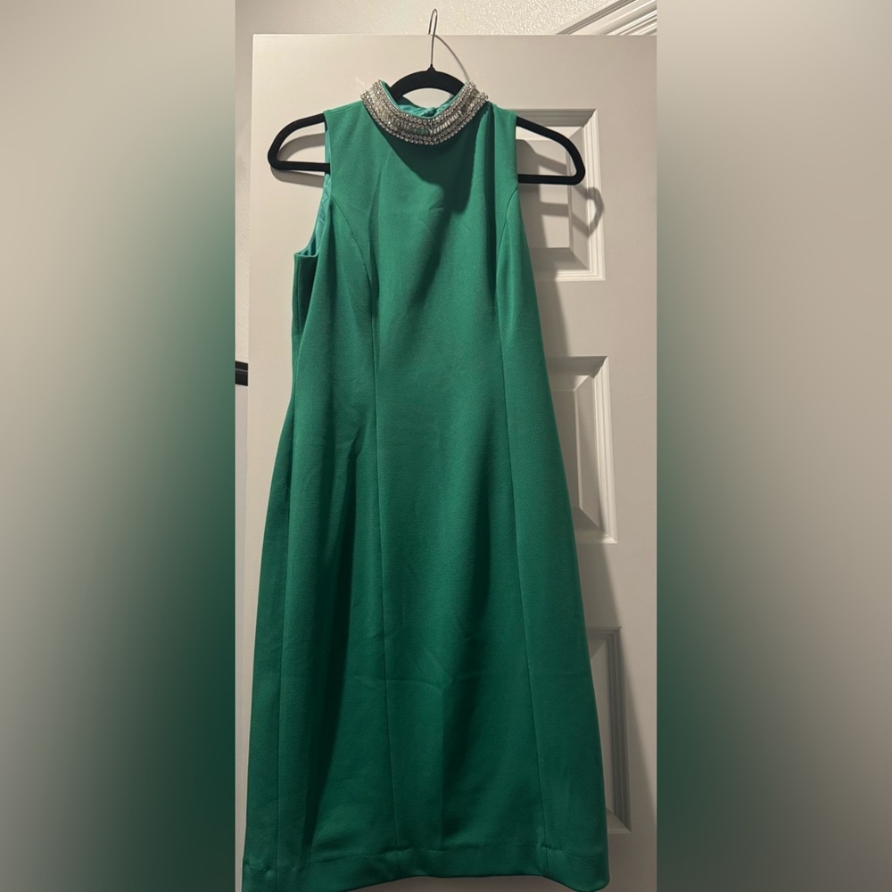 Emily Shalant Green A-Line Halter Dress
